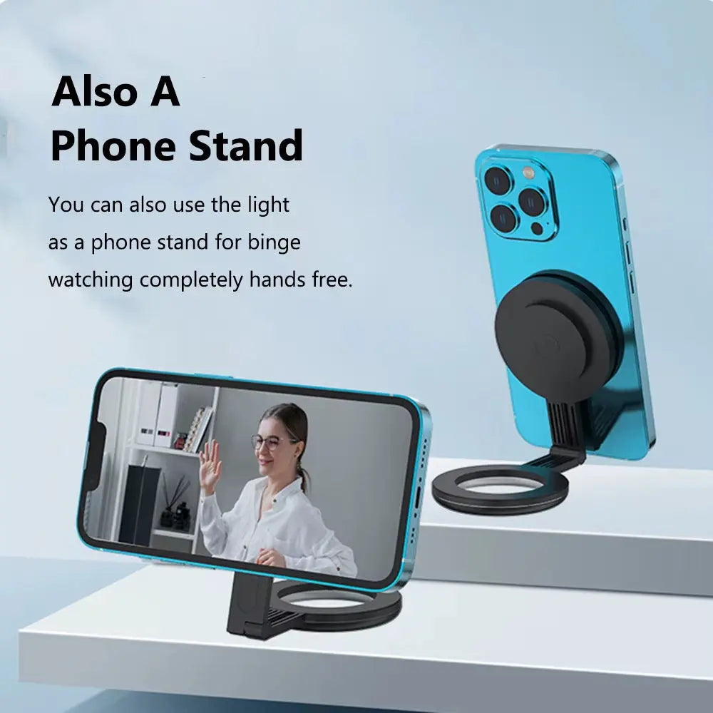 2024 Magsafe Magnetic Selfie Ring Light Led Fill Light Adjustable 180° Flip Phone Bracket for Iphone 15 14 13 12 Android Makeup