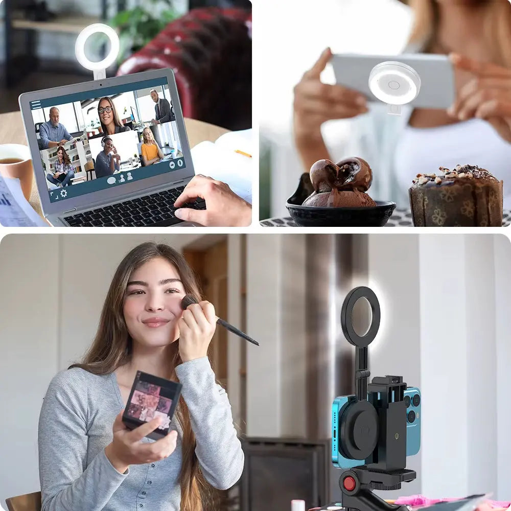 2024 Magsafe Magnetic Selfie Ring Light Led Fill Light Adjustable 180° Flip Phone Bracket for Iphone 15 14 13 12 Android Makeup