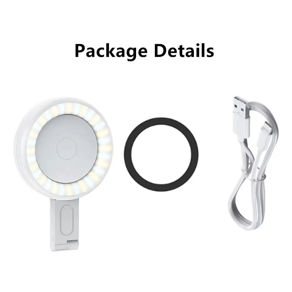 2024 Magsafe Magnetic Selfie Ring Light Led Fill Light Adjustable 180° Flip Phone Bracket for Iphone 15 14 13 12 Android Makeup