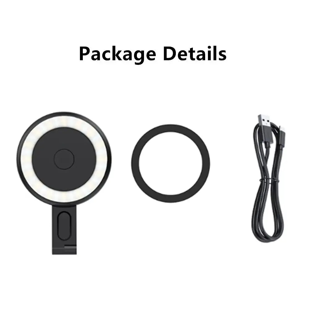 2024 Magsafe Magnetic Selfie Ring Light Led Fill Light Adjustable 180° Flip Phone Bracket for Iphone 15 14 13 12 Android Makeup