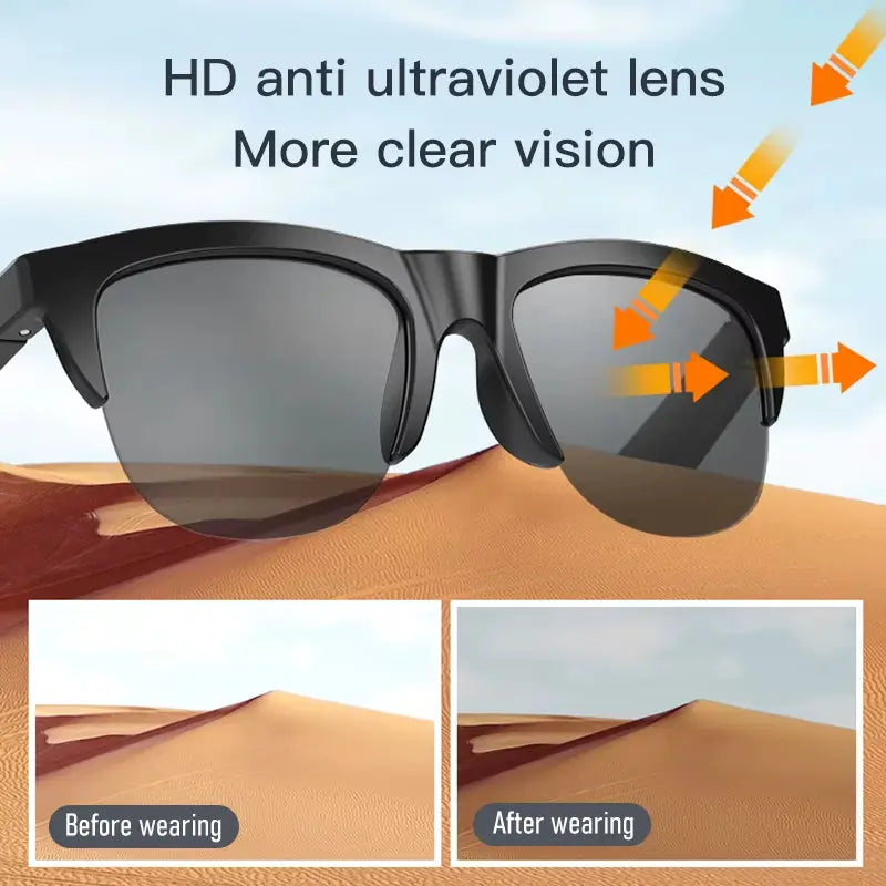 Touch Based Intelligent Bluetooth Glasses with Bone Conduction for Outdoor Sports Cal Sunglasses Business Wireless Headphones