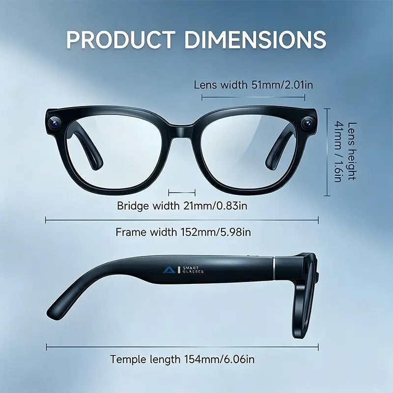 13MP Camera AI Smart Glasses with Chatgpt – 4K Photos & 2K Video, Real-Time Translator, Open-Ear Audio for Vlogging, Travel & Outdoor