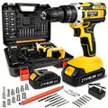 36V Cordless Drill Set - 29-Piece Electric Drill with Keyless Chuck, 2-Speed, 45Nm Torque, LED Lights, 2 Batteries, Fast Charger for Home Repair, DIY Projects