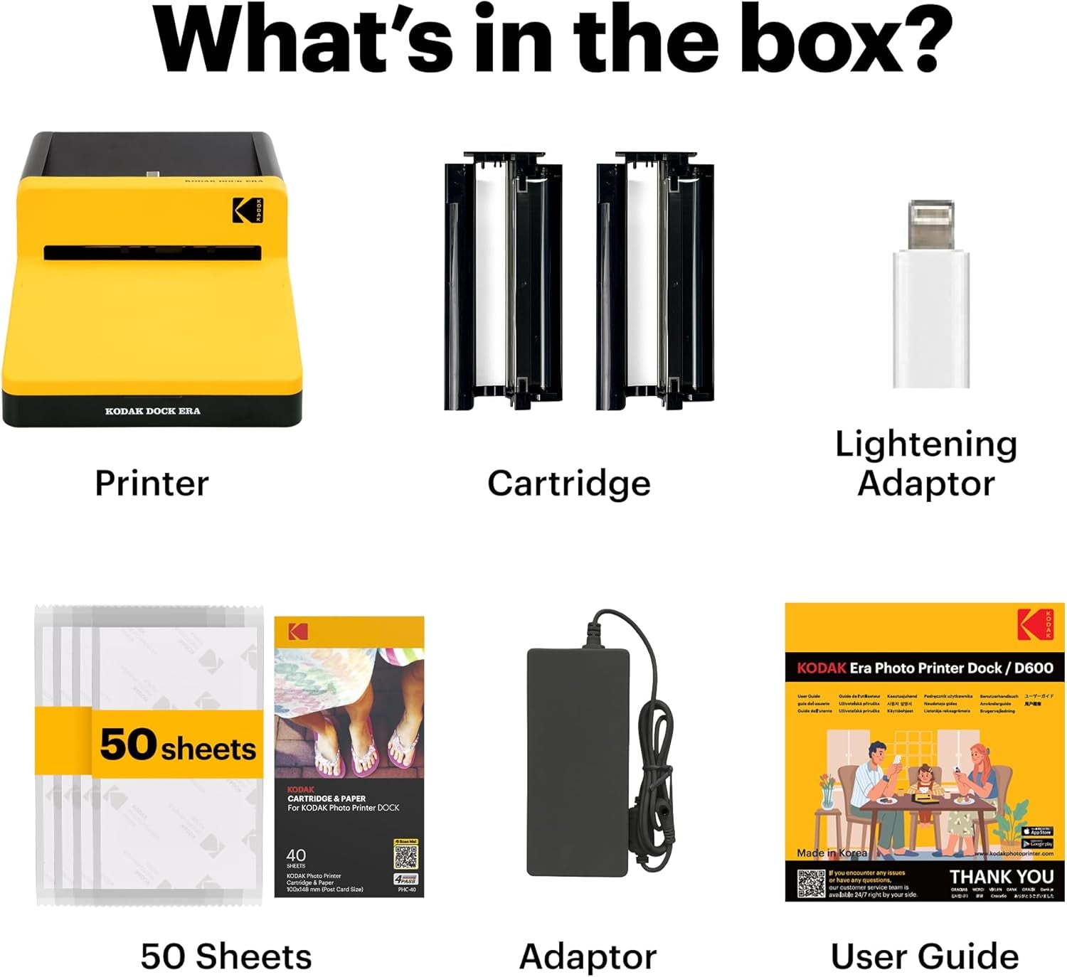 KODAK Dock ERA 4X6 Photo Printer, Smartphone Docking, 4PASS, 50 Sheets | Bluetooth, Iphone & Android Smartphone Compatible, Charge While Printing, Water, Fingerprint and Fade Resistant