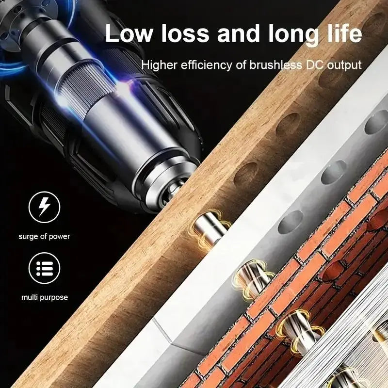 36V Cordless Drill Set - 29-Piece Electric Drill with Keyless Chuck, 2-Speed, 45Nm Torque, LED Lights, 2 Batteries, Fast Charger for Home Repair, DIY Projects