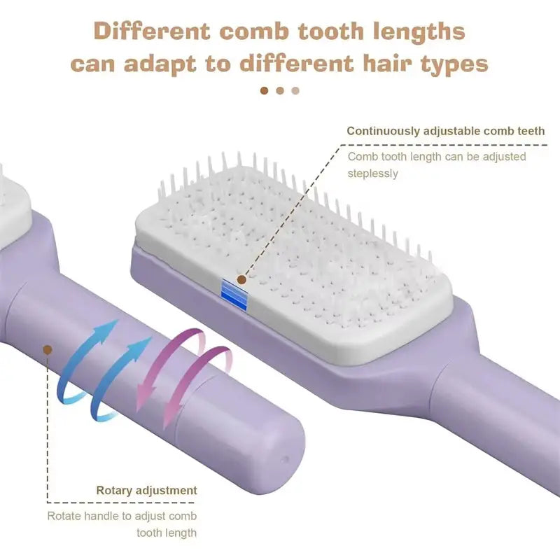 1/2Pcs Self-Cleaning Massage Brush Telescopic Comb One-Key Cleaning Hair Loss Airbag Scalp Massage Comb with Retractable Bristle