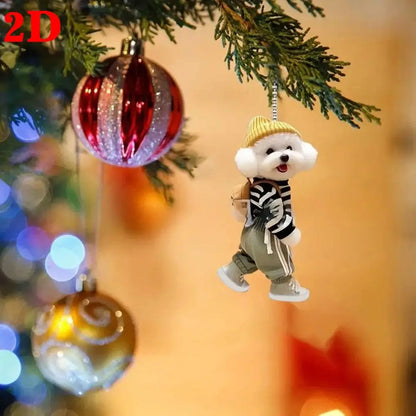 Creative Puppy Backpack 2D Rearview Mirrors Pendant Car Hanging Ornaments Car Decoration Accessories Backpack Keychain Gifts ﻿