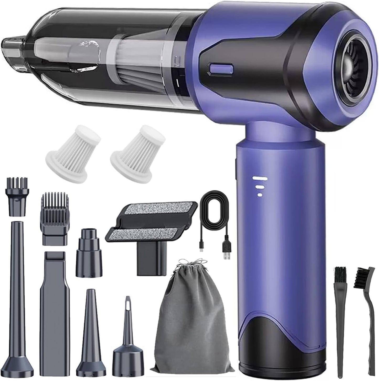 Car Vacuum Portable Cordless, 20000PA 120W 4 in 1 High Power Handheld Cordless Vacuum Cleaner & Air Duster,Air Blower,Multi-Nozzles,Brushless Motor 3-Speed Modes,For Car, Home, Pet,Office & Camping