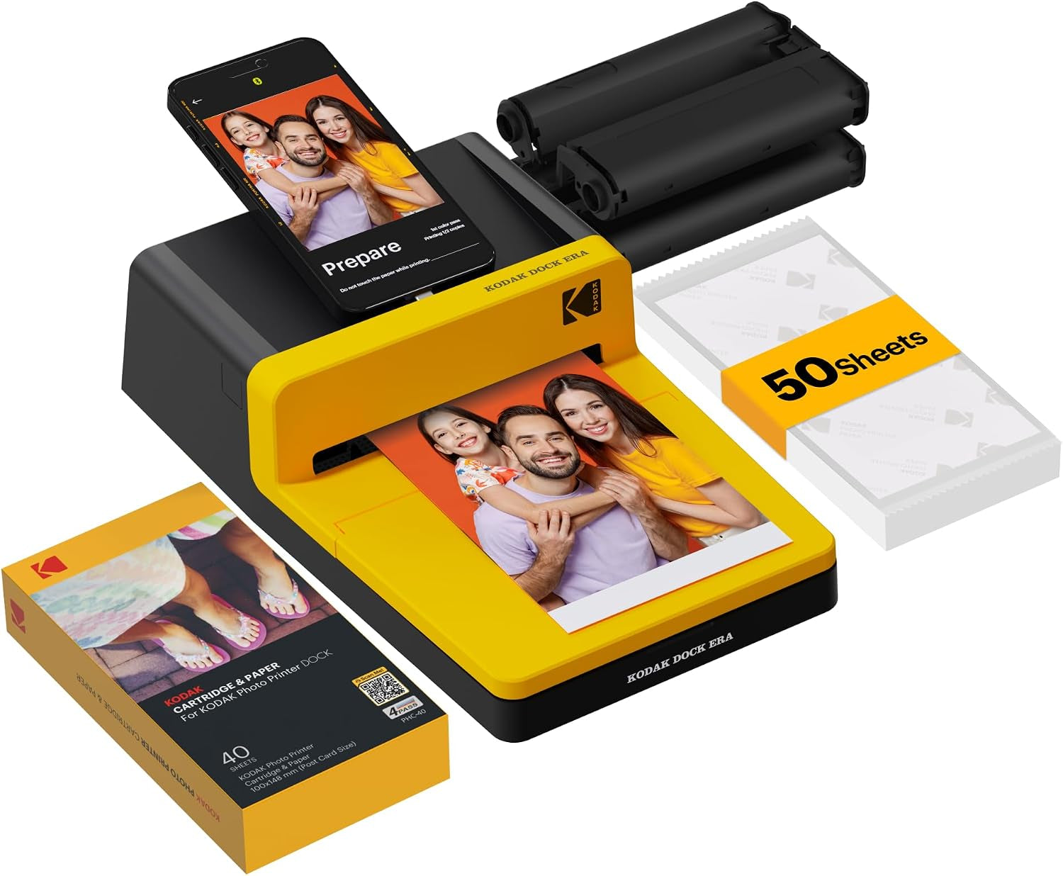 KODAK Dock ERA 4X6 Photo Printer, Smartphone Docking, 4PASS, 50 Sheets | Bluetooth, Iphone & Android Smartphone Compatible, Charge While Printing, Water, Fingerprint and Fade Resistant