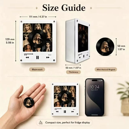 OEM ODM Custom Photo Rotating CD Music Fridge Magnet LED Light NFC Acrylic Speaker Bulk Supply