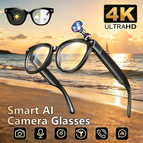 13MP Camera AI Smart Glasses with Chatgpt – 4K Photos & 2K Video, Real-Time Translator, Open-Ear Audio for Vlogging, Travel & Outdoor