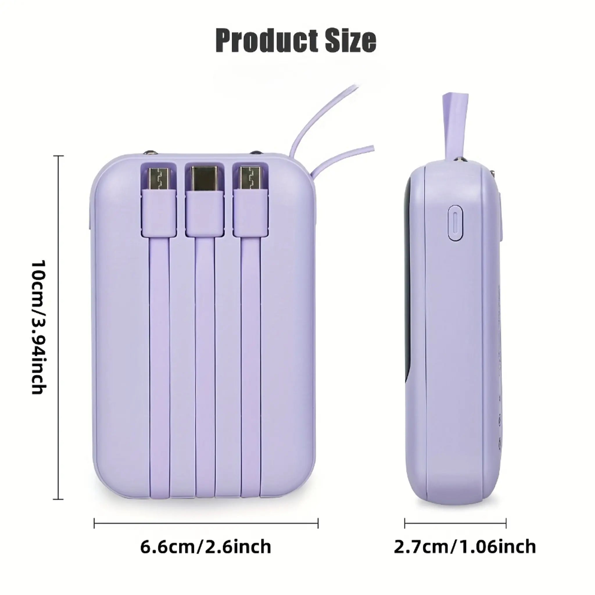 20000Mah Portable Power Bank with Built-In 4 Retractable Cables, LED Digital Display, Dual USB Output, LED Flashlight, Lanyard, Micro Plug for Iphone, Android Smartphones & Electronics Gadgets