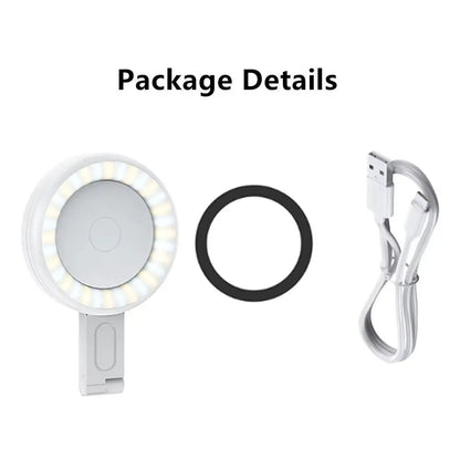 2024 Magsafe Magnetic Selfie Ring Light Led Fill Light Adjustable 180° Flip Phone Bracket for Iphone 15 14 13 12 Android Makeup
