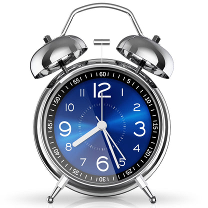 Super Loud Alarm Clock for Heavy Sleepers, 4 Inches Twin Bell Alarm Clock with Backlight, Silent Non-Ticking & Luminous Dial, Digital Alarm Clocks for Kids, Adults, Bedrooms, Blue