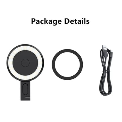 2024 Magsafe Magnetic Selfie Ring Light Led Fill Light Adjustable 180° Flip Phone Bracket for Iphone 15 14 13 12 Android Makeup