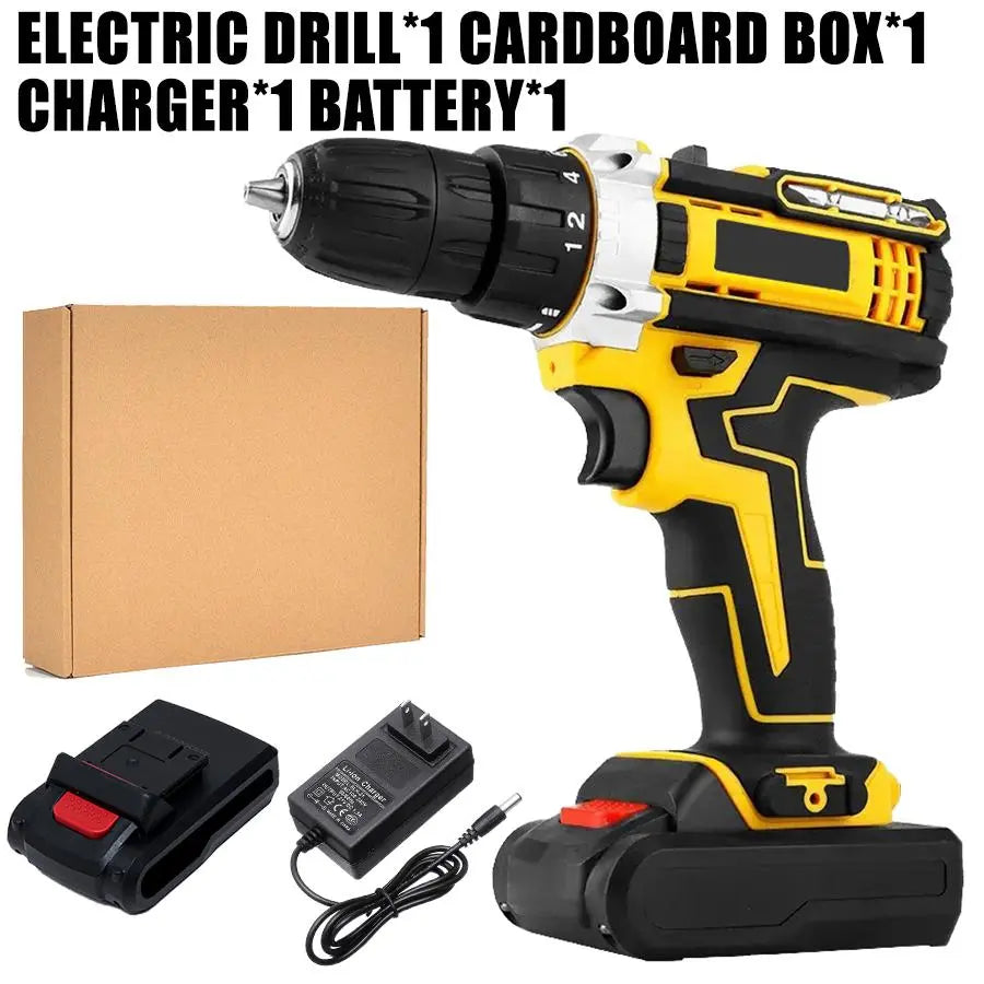 36V Cordless Drill Set - 29-Piece Electric Drill with Keyless Chuck, 2-Speed, 45Nm Torque, LED Lights, 2 Batteries, Fast Charger for Home Repair, DIY Projects