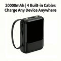 20000Mah Portable Power Bank with Built-In 4 Retractable Cables, LED Digital Display, Dual USB Output, LED Flashlight, Lanyard, Micro Plug for Iphone, Android Smartphones & Electronics Gadgets