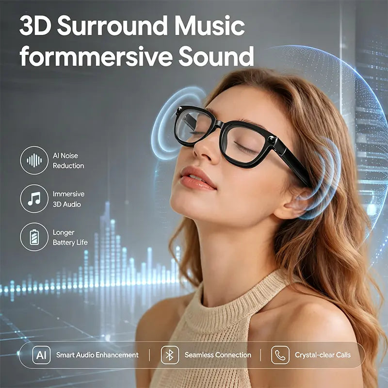 13MP Camera AI Smart Glasses with Chatgpt – 4K Photos & 2K Video, Real-Time Translator, Open-Ear Audio for Vlogging, Travel & Outdoor